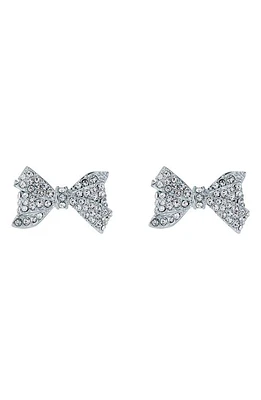 Ted Baker London Barseta Pavé Crystal Bow Stud Earrings in Silver Tone/Clear Crystal at Nordstrom