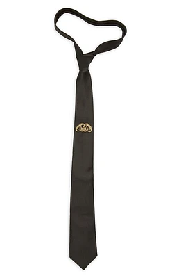 Alexander McQueen Seal Embroidered Silk Tie in Black/Gold at Nordstrom