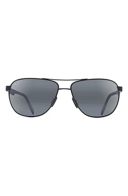 Maui Jim Castles PolarizedPlus2 61mm Aviator Sunglasses in Matte Black at Nordstrom