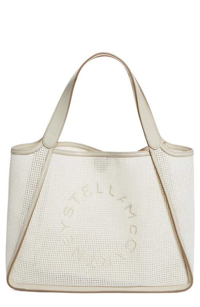 Stella McCartney Logo Embroidered Mesh Tote in Magnolia at Nordstrom