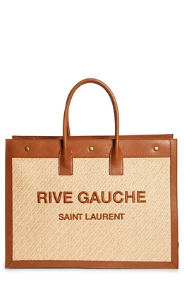 Saint Laurent Large Rive Gauche Logo Canvas Tote in Natural Sand at Nordstrom