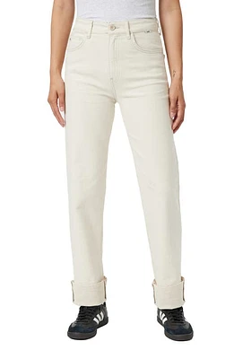 Mavi Jeans Savannah Cuffed High Waist Straight Leg Natural Ecru Denim at Nordstrom, X 27