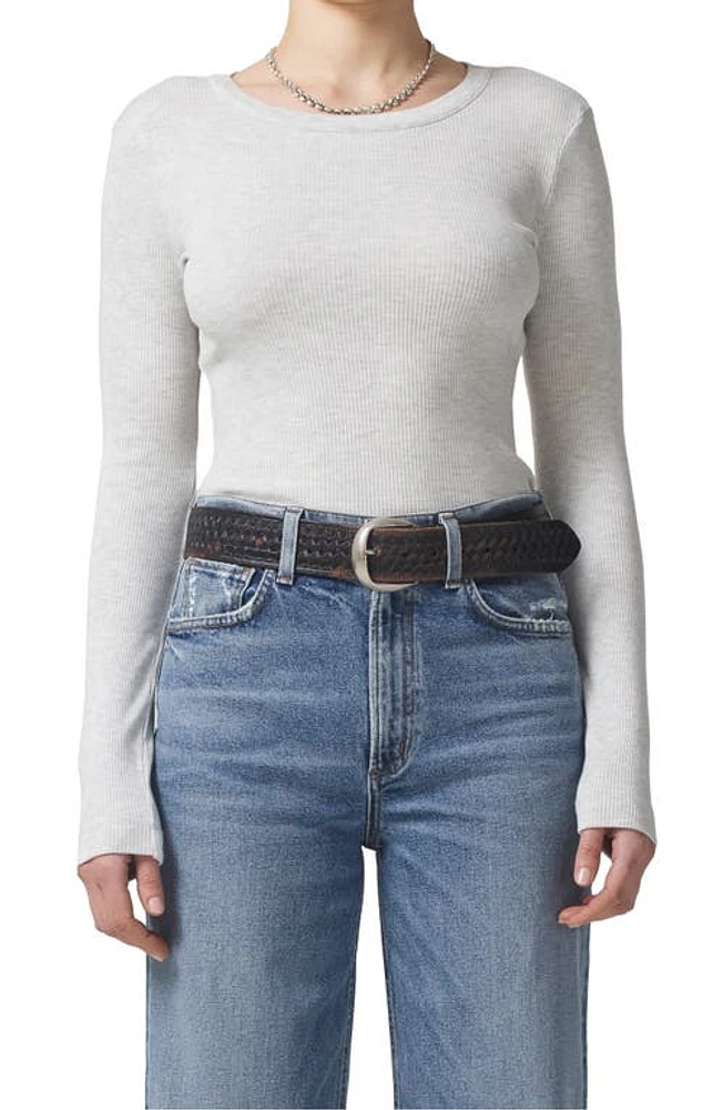 Citizens of Humanity Adeline Rib Long Sleeve Top Heather Grey at Nordstrom,