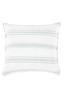 Pom Pom at Home Jackson Stripe Linen Sham in White/Ocean at Nordstrom