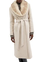 MANGO Wool Blend Coat with Removable Faux Fur Collar Light/Pastel Grey at Nordstrom,