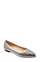 Trotters Estee Woven Flat Silver Leather at Nordstrom,