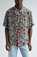 Séfr Noam Floral Short Sleeve Button-Up Shirt Blurred Flowers at Nordstrom,