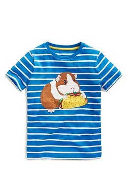 Mini Boden Kids' Appliqué Cotton T-Shirt Greek Blue/Ivory Guinea Pig at Nordstrom,