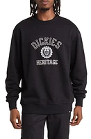 Dickies Oxford Logo Appliqué Crewneck Sweatshirt in Knit Black at Nordstrom, Size Medium