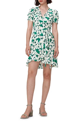 Diane von Furstenberg Emilia Daisy Print Wrap Minidress Vintage Daisies Green at Nordstrom,