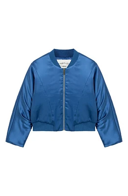 Habitual Kids Kids' Crop Satin Bomber Jacket in Blue at Nordstrom, Size 16