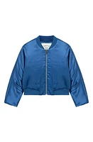 Habitual Kids Kids' Crop Satin Bomber Jacket in Blue at Nordstrom, Size 16