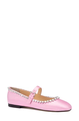 Mach & Mach Audrey Crystal Detail Ballerina Flat in Satin Pink at Nordstrom, Size 9.5Us