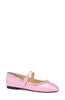 Mach & Mach Audrey Crystal Detail Ballerina Flat in Satin Pink at Nordstrom, Size 9.5Us