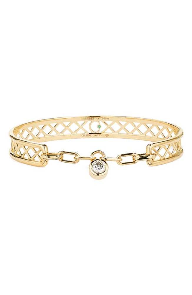 COURBET Pont des Arts 18K Gold Lab Created Diamond Bangle in Yellow Gold at Nordstrom, Size 17.5