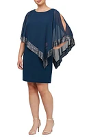 SLNY Foil Trim Asymmetrical Popover Dress at Nordstrom,