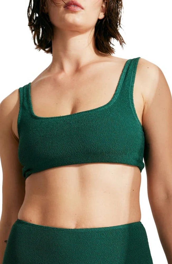 & Other Stories Textured Crop Bikini Top Green Dark at Nordstrom,