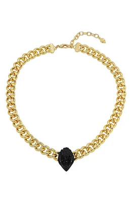 Kurt Geiger London Pavé Eagle Collar Necklace in Black/Yellow Gold at Nordstrom