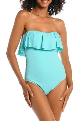 La Blanca Ruffle Bandeau One-Piece Swimsuit Ice Blue at Nordstrom,