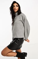 ASOS DESIGN Textured Mock Neck Top in Grey at Nordstrom, Size 12 Us