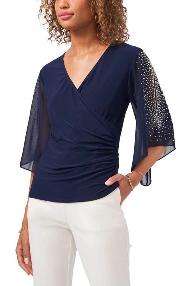 Chaus Embellished Split Sleeve Surplice Blouse at Nordstrom,