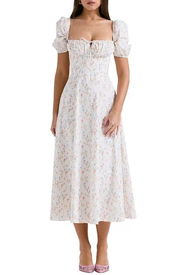 HOUSE OF CB Tallulah Puff Sleeve Midi Dress at Nordstrom,