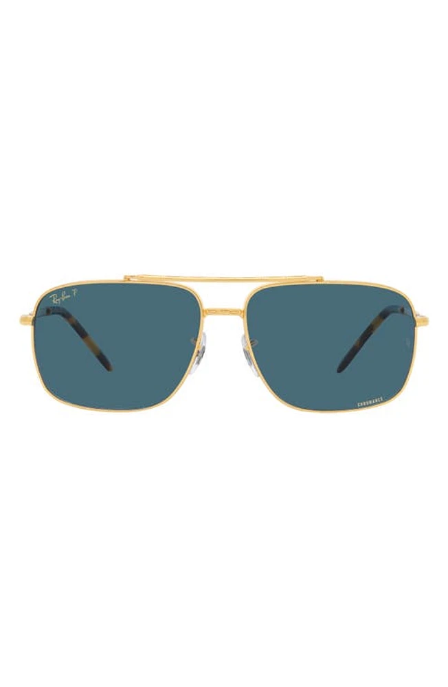 Ray-Ban 59mm Polarized Pillow Sunglasses in Gold/Polar Blue at Nordstrom