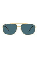 Ray-Ban 59mm Polarized Pillow Sunglasses in Gold/Polar Blue at Nordstrom