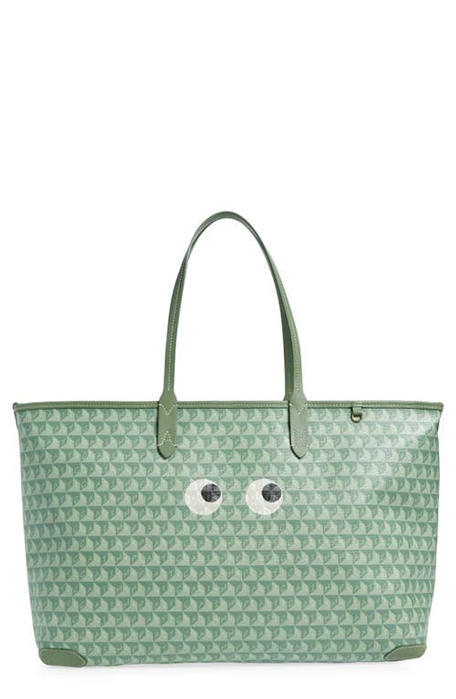 Anya Hindmarch I Am a Plastic Bag Wink Eyes Recycled Coated Canvas Tote in Moss at Nordstrom