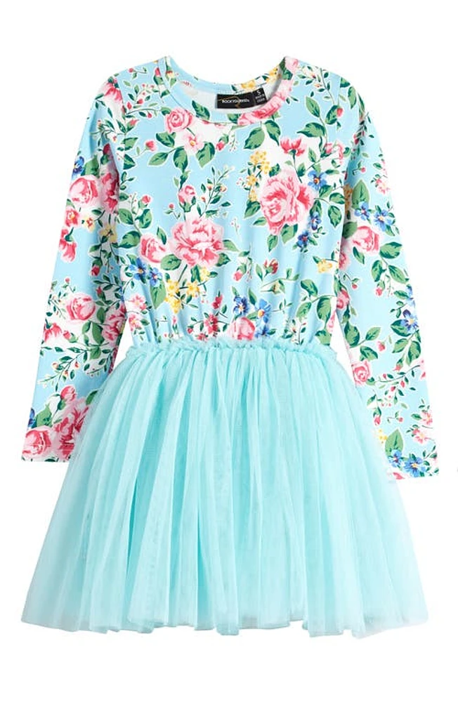 Rock Your Baby Kids' Blue Garden Circus Long Sleeve Dress Light at Nordstrom,