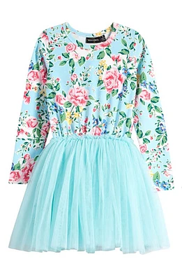 Rock Your Baby Kids' Blue Garden Circus Long Sleeve Dress Light at Nordstrom,