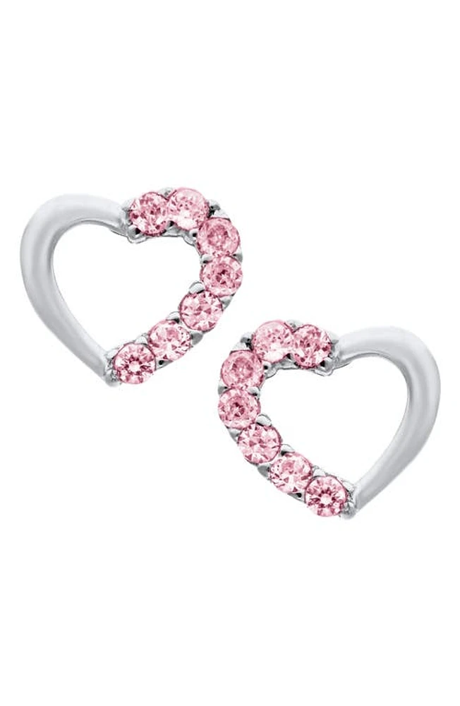 Mignonette Open Heart Sterling Silver & Cubic Zirconia Earrings at Nordstrom