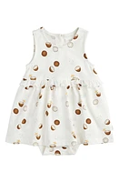 Petit Lem Coconut Print Stretch Organic Cotton Skirted Bodysuit Off White at Nordstrom,