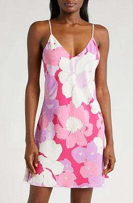 Natori Croisette Floral Matte Satin Chemise Pink at Nordstrom,