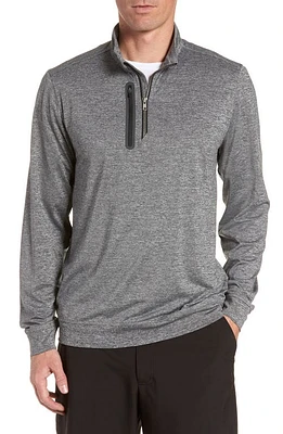 Men's Cutter & Buck Heathered Gray Carolina Panthers Stealth DryTec Quarter-Zip Jacket at