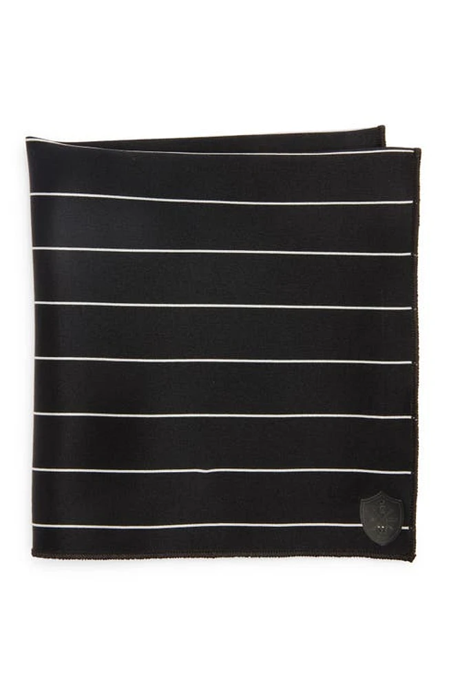 CLIFTON WILSON Pinstripe Silk Pocket Square in Black at Nordstrom