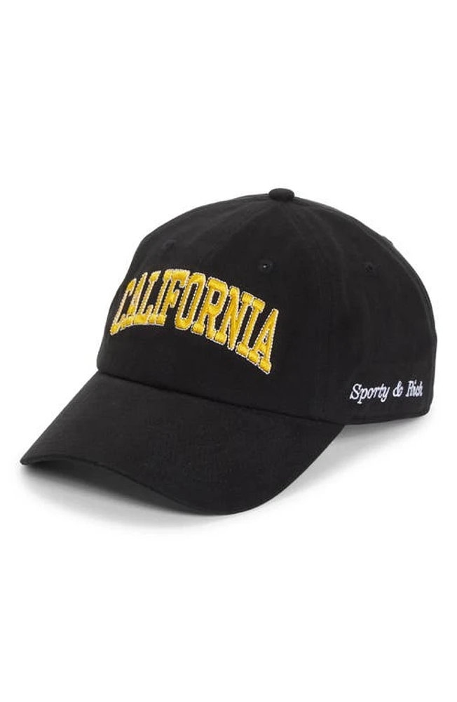 Sporty & Rich California Embroidered Baseball Cap in Faded Black at Nordstrom