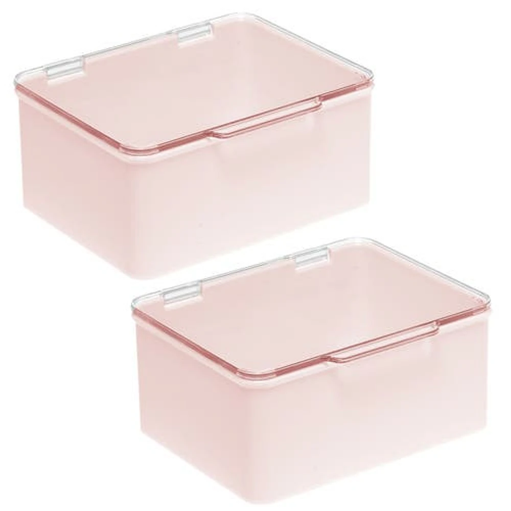 mDesign Plastic Cosmetic Storage Organizer Box, Lid, 2 Pack in Light Pink/clear at Nordstrom