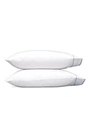 Matouk Set of 2 Ansonia 500 Thread Count Cotton Percale Pillowcases in White/Ocean at Nordstrom