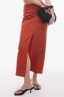 Topshop Ruched Midi Skirt Rust at Nordstrom, Us