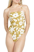 Volcom Pretty Daze Reversible One-Piece Swimsuit Moss at Nordstrom,