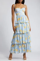 WAYF THe Lexi Floral Tiered Maxi Dress Cornflower at Nordstrom,