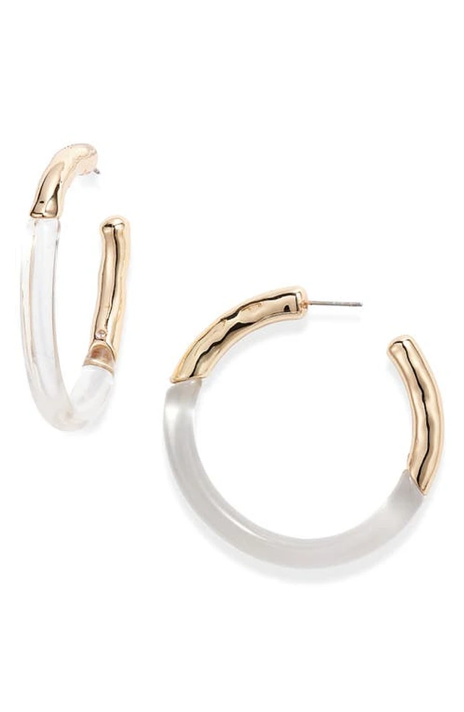 Open Edit Molten Resin Hoop Earrings in Clear- Gold at Nordstrom