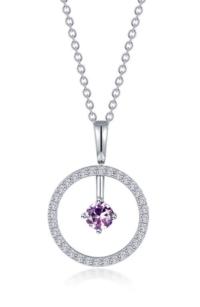 Lafonn Simulated Diamond Lab-Created Birthstone Reversible Pendant Necklace in Purple/February at Nordstrom, Size 20