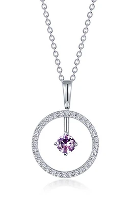 Lafonn Simulated Diamond Lab-Created Birthstone Reversible Pendant Necklace in Purple/February at Nordstrom, Size 20