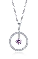 Lafonn Simulated Diamond Lab-Created Birthstone Reversible Pendant Necklace in Purple/February at Nordstrom, Size 20