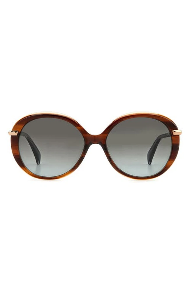 rag & bone 56mm Gradient Round Sunglasses in Brown Horn/Grey Shaded at Nordstrom