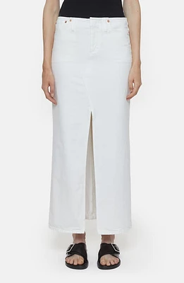 Closed Front Slit Denim Midi Skirt White at Nordstrom,