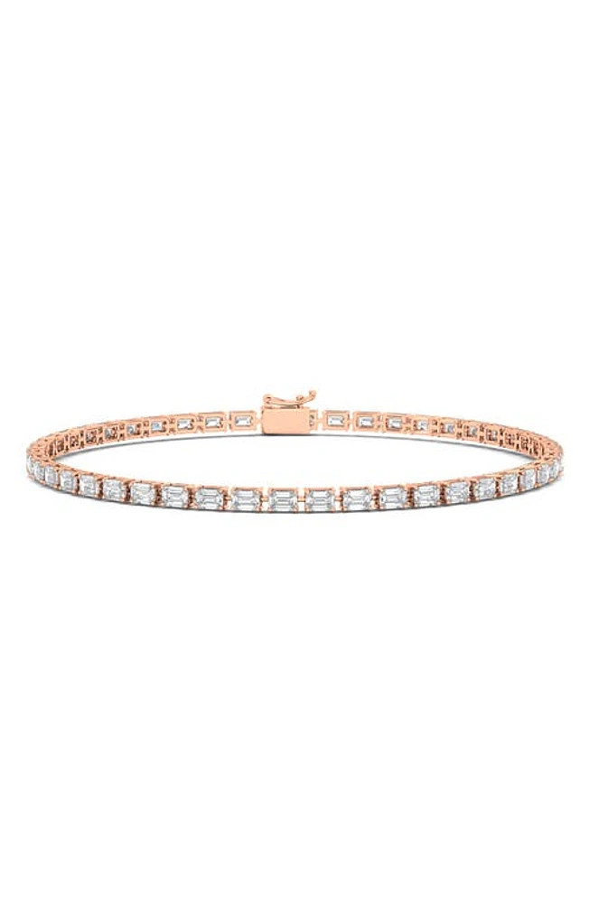 HauteCarat Emerald Cut Lab Created Diamond Tennis Bracelet in 6.69 Ctw Rose Gold at Nordstrom