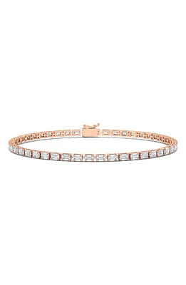 HauteCarat Emerald Cut Lab Created Diamond Tennis Bracelet in 6.69 Ctw Rose Gold at Nordstrom